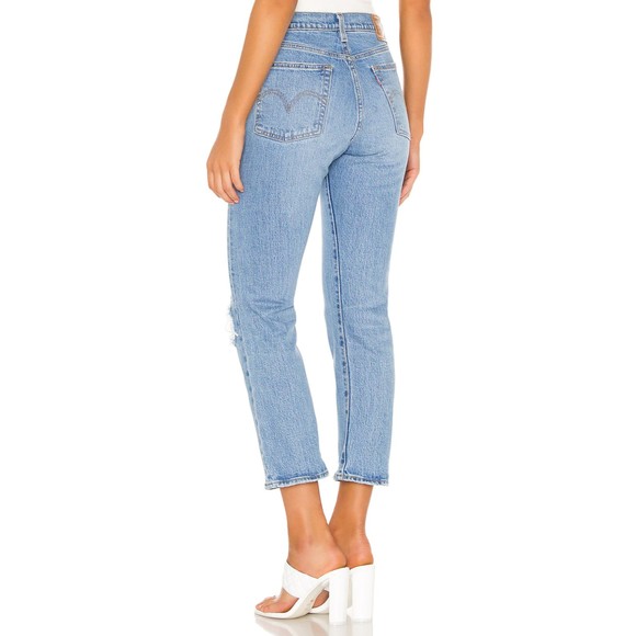 Levis Premium Womens Wedgie Straight Crop Denim Jeans 26 31 Blue High Rise NWT - Picture 3 of 12